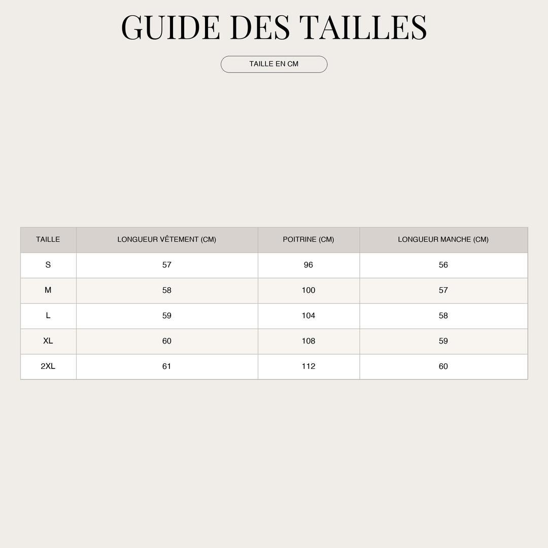 Pull ravissant pour Femme – Col en V, maille côtelée et boutons cœurs size chart