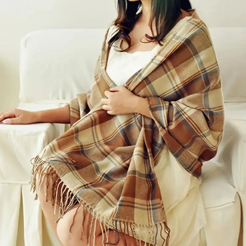 Women's Checked Scarf – Generous Format in Seven Attractive Colors 3