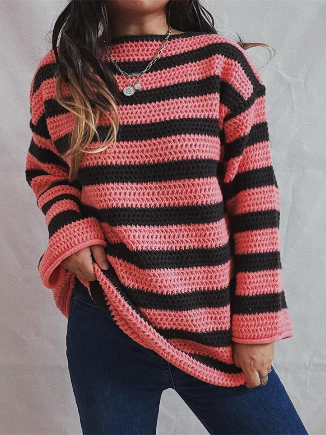 Womens_Chunky_Knit_Sweater_Chunky_Knit_Stripe_Design_5