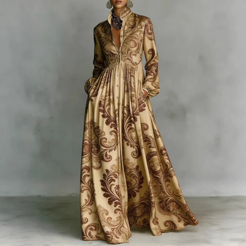 Womens_Classic_Pleated_Maxi_Dress_Long_Sleeve_for_Summer_Parties_7