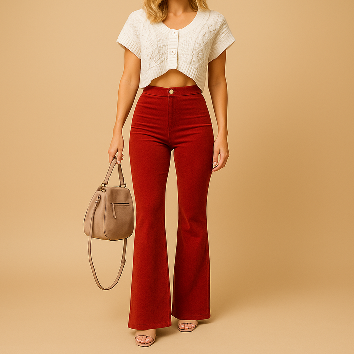 Womens_Corduroy_Pants_High_Waist_Flared_Style_3