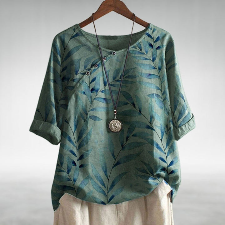 Womens_Cotton_Floral_Blouse_3_4_Rolled_Sleeves_Scoop_Neck_Relaxed_Fit_2