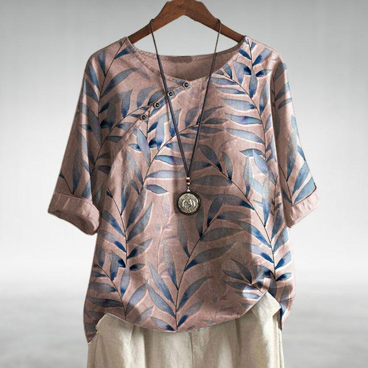 Womens_Cotton_Floral_Blouse_3_4_Rolled_Sleeves_Scoop_Neck_Relaxed_Fit_3
