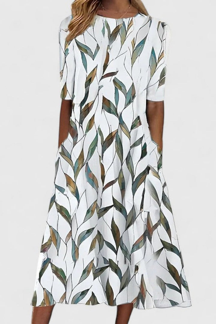 Womens_Cotton_Midi_Dress_A_Line_Cut_with_Short_Sleeves_2
