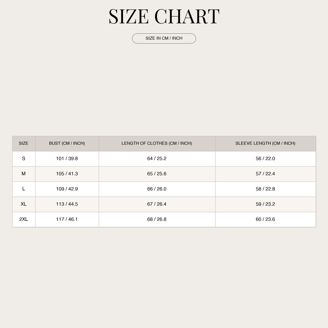 Women's Crafted Denim Jacket – Reinforced Stitching size chart