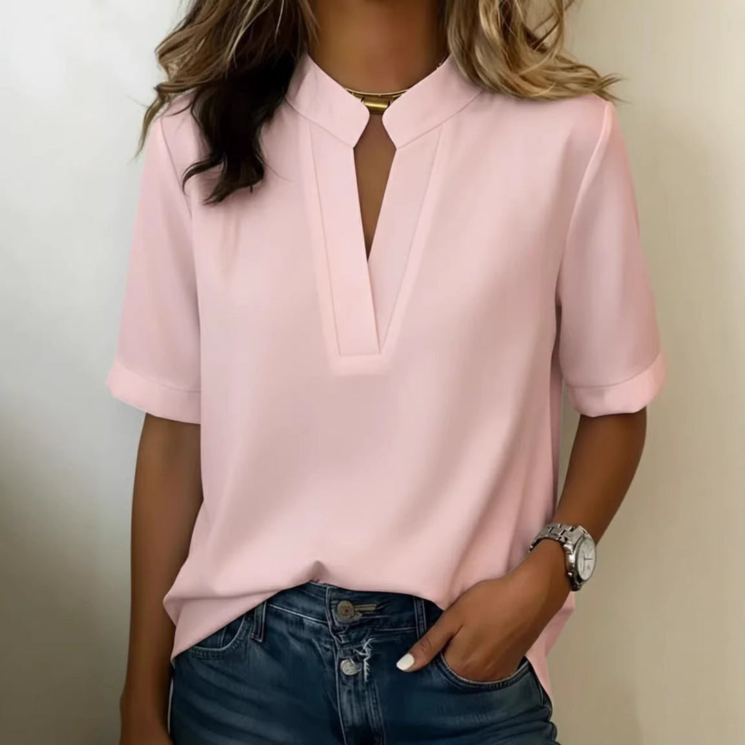 Womens_Cut_Out_V_Neck_Top_Casual_Modern_Silhouette_2
