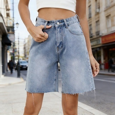 Womens_Denim_Shorts_Jorts_Relaxed_Fit_Raw_Hem_Bermuda_1