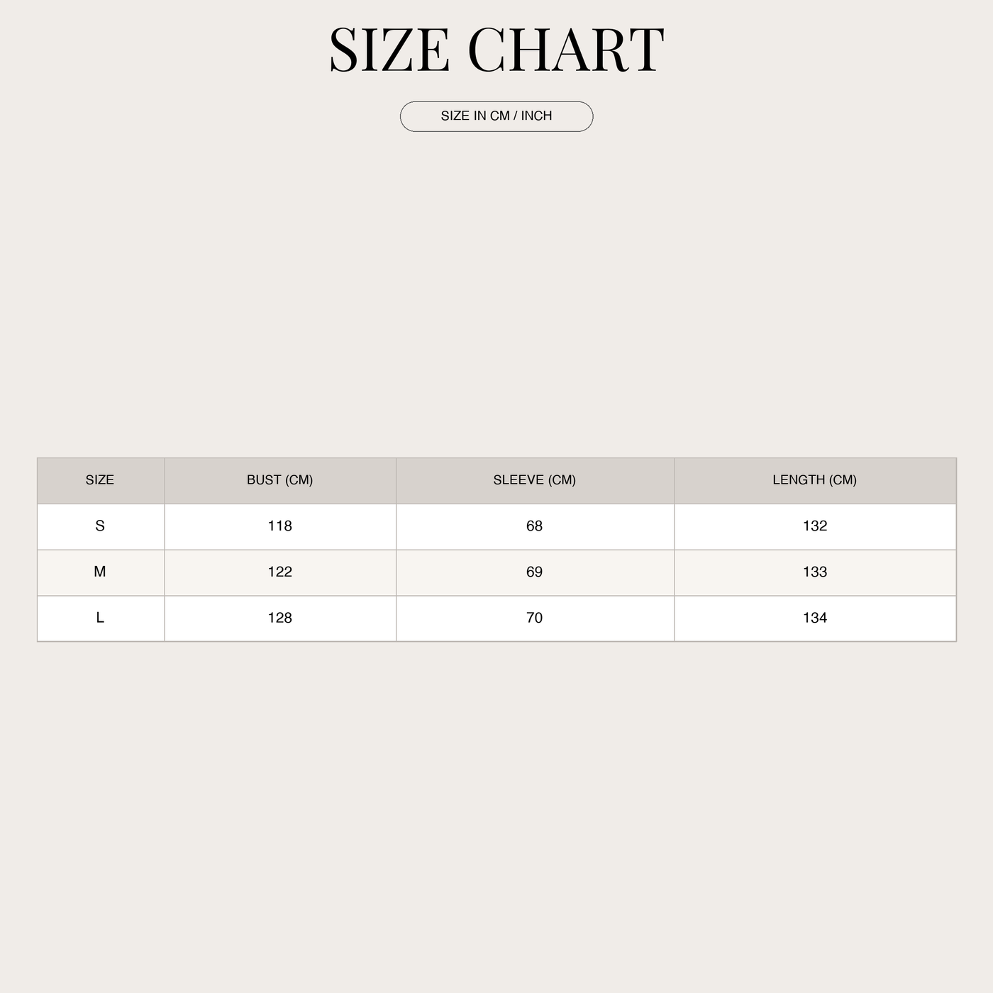 Women's Double-Breasted Trench Coat – Belt and Lapel Collar size chart