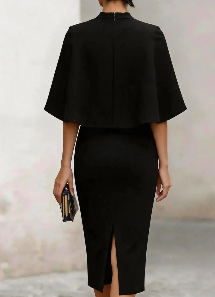 Womens_Elegant_Cape_Sleeve_Dress_Festive_with_Unique_Sleeve_Design_5