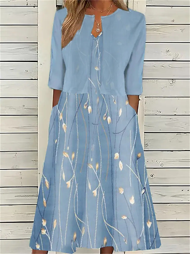 Womens_Elegant_Floral_Summer_Midi_Dress_Set_With_Bolero_Shrug_4