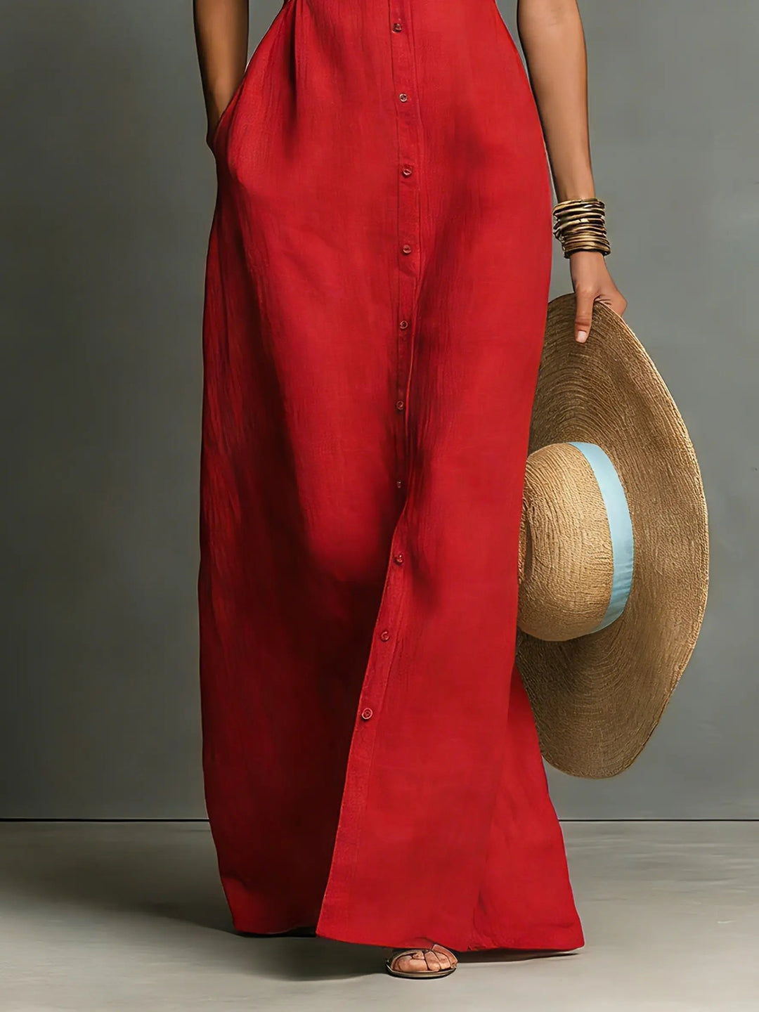 Womens_Elegant_Linen_Maxi_Shirt_Dress_Sleeveless_and_with_Button_6