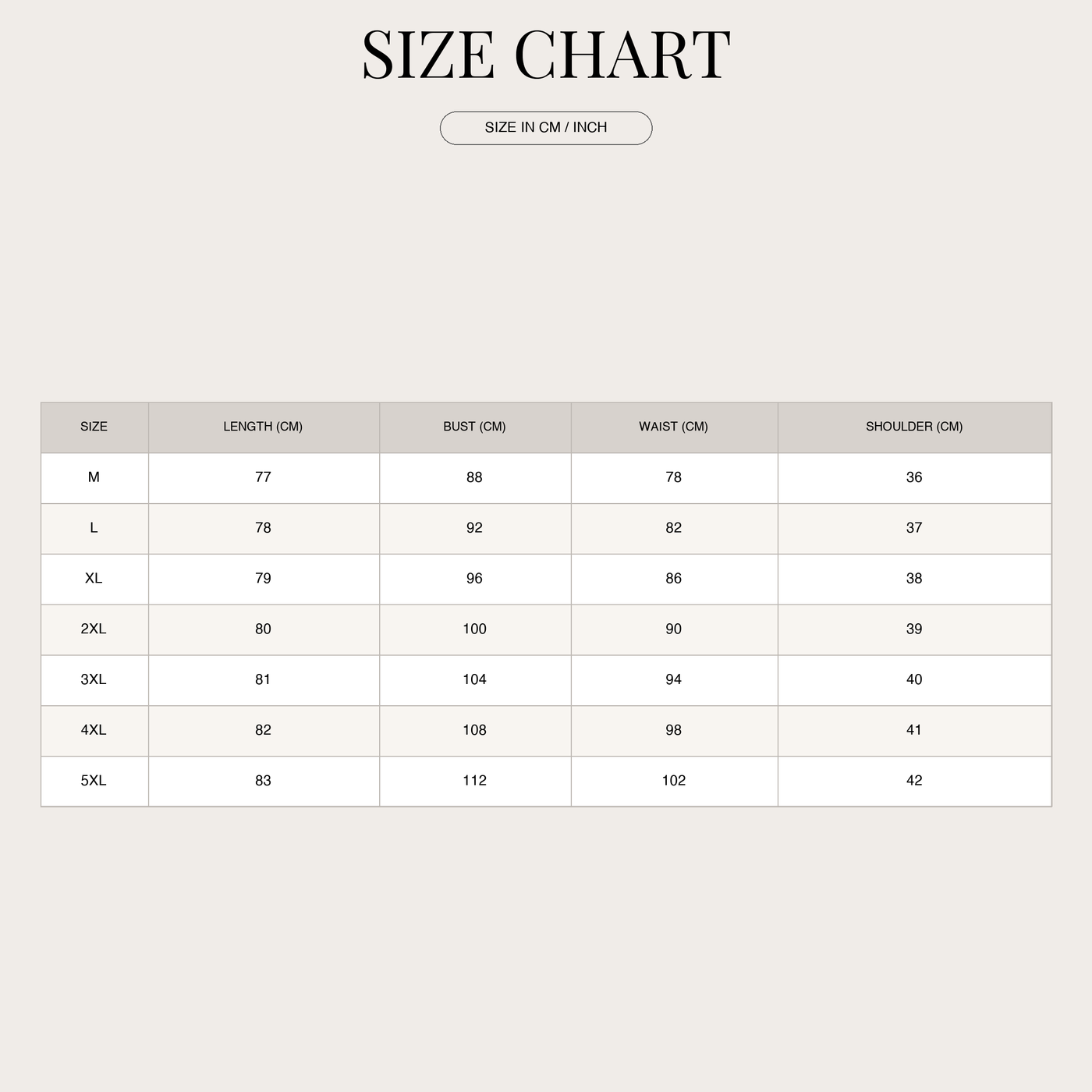 Women's Elegant Open Collar Trenchcoat size chart
