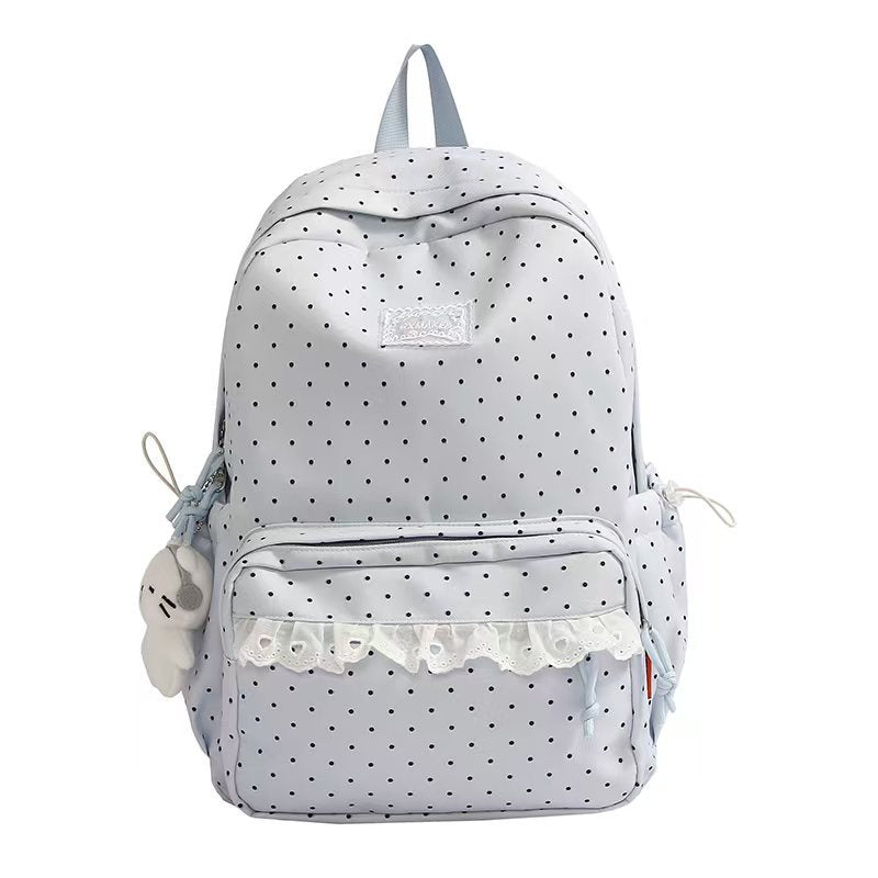 Women's Elegant Polka-Dot Backpack with Ruffles – Ideal for Those Who Seek Style and Comfort 2