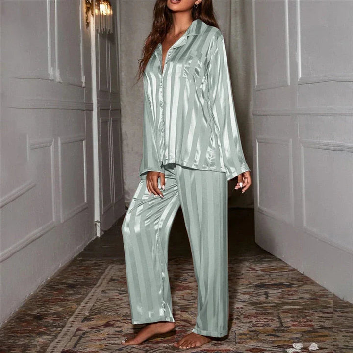 Women's Elegant Pyjama – Long-Sleeved and Silky Satin for Ultimate Pure Relaxation 11