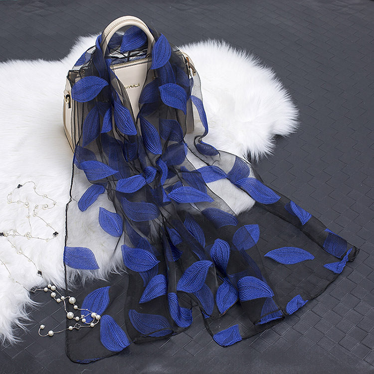 Women's Elegant Silk Scarf – Featuring a Cut Flower and Hollow Pattern Design 17