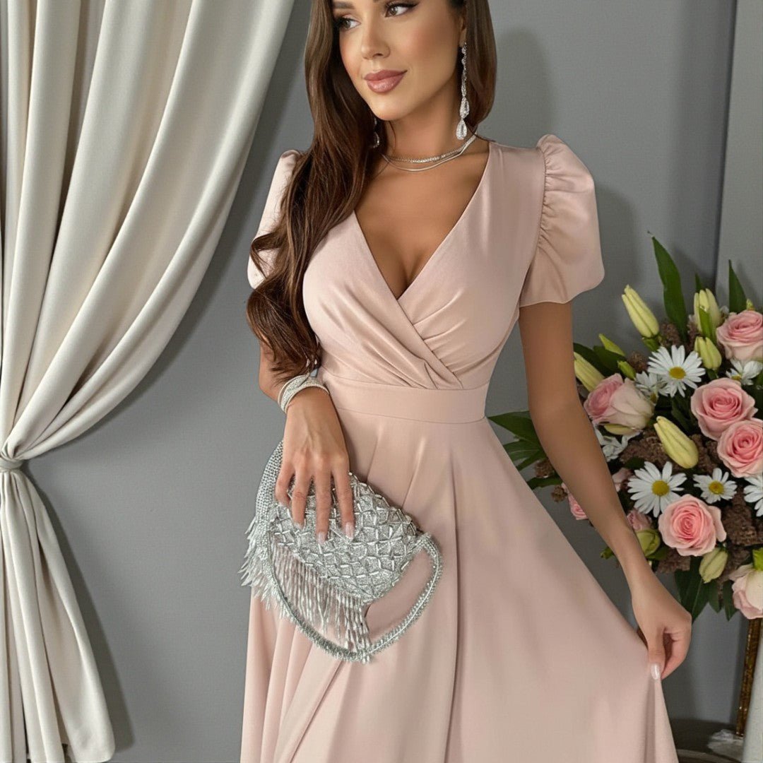 Womens_Elegant_Wedding_Midi_Dress_A_Line_Design_with_Lace_2