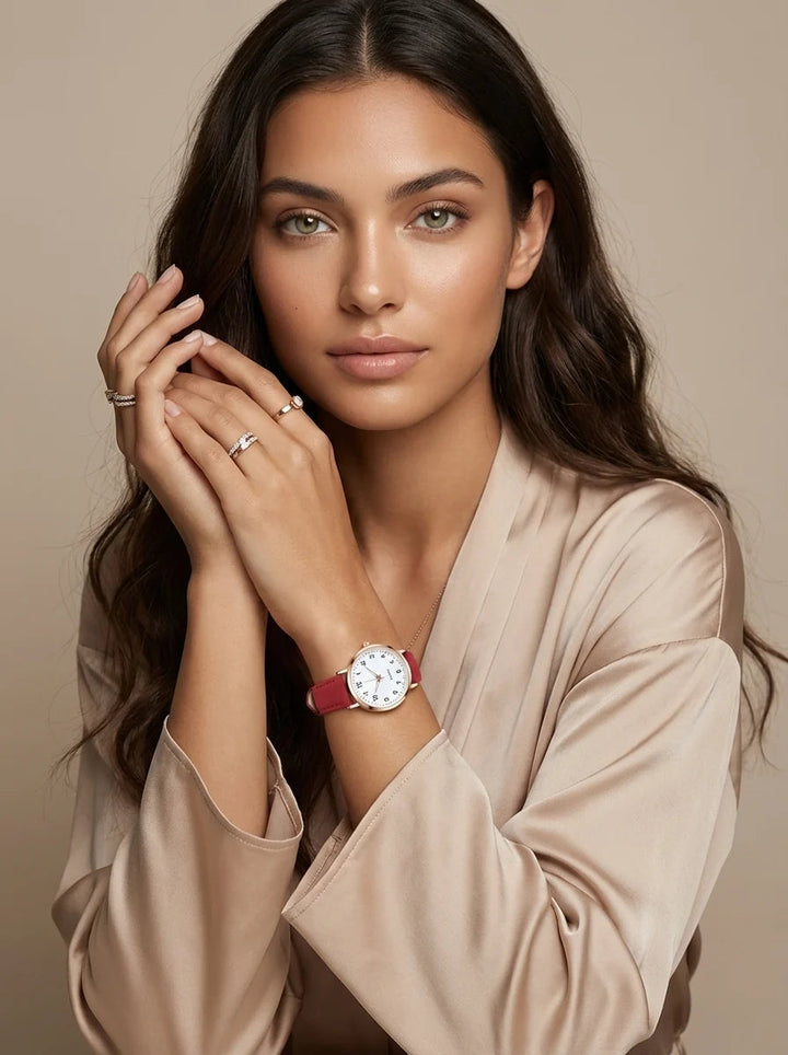Women's Elegant Wristwatch – With a Rose Gold-Colored Case and a Soft Suede-Design Strap 5