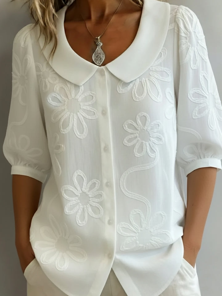 Womens_Embroidered_Daisy_Blouse_Buttoned_Pointed_Collar_3