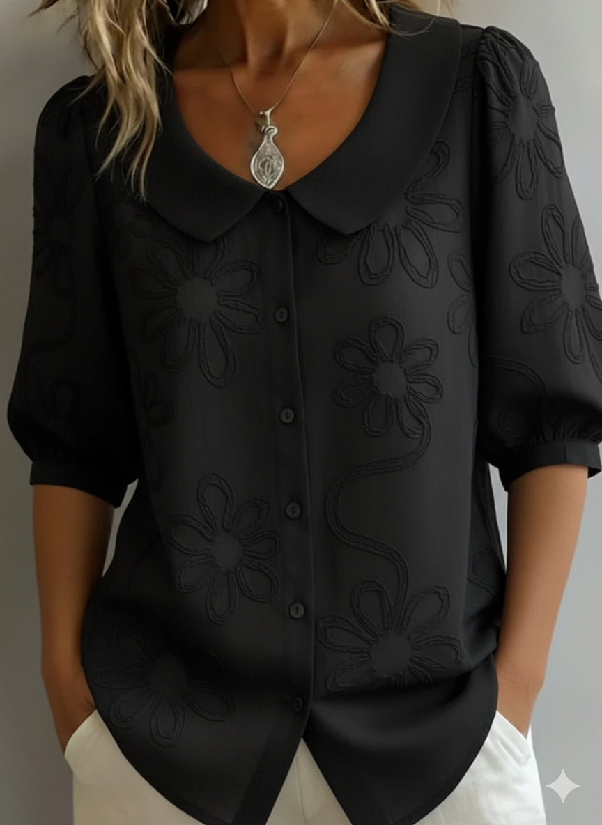 Womens_Embroidered_Daisy_Blouse_Buttoned_Pointed_Collar_4