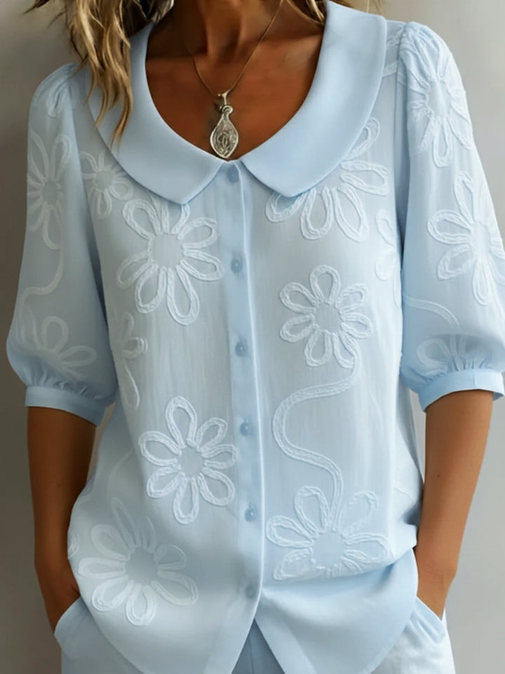 Womens_Embroidered_Daisy_Blouse_Buttoned_Pointed_Collar_5