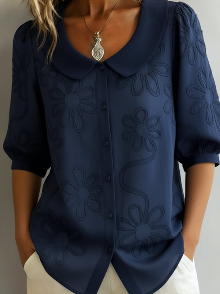 Womens_Embroidered_Daisy_Blouse_Buttoned_Pointed_Collar_6