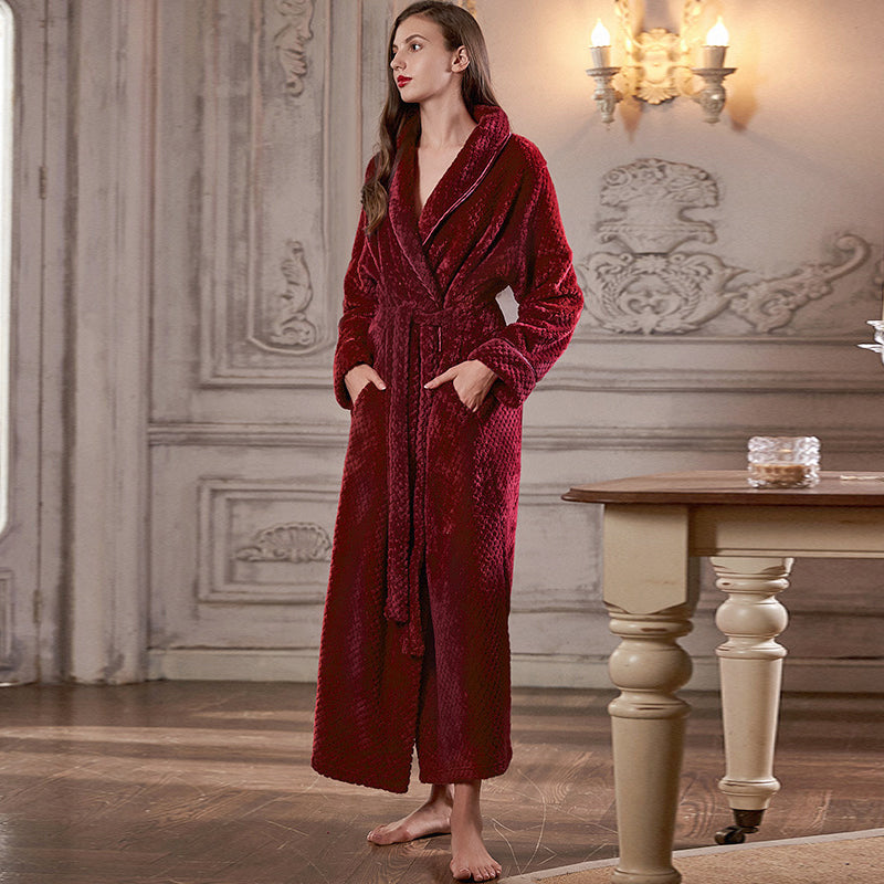 Women's Extra Warm Flannel Bathrobe – Long Design with Front Zipper Closure 6