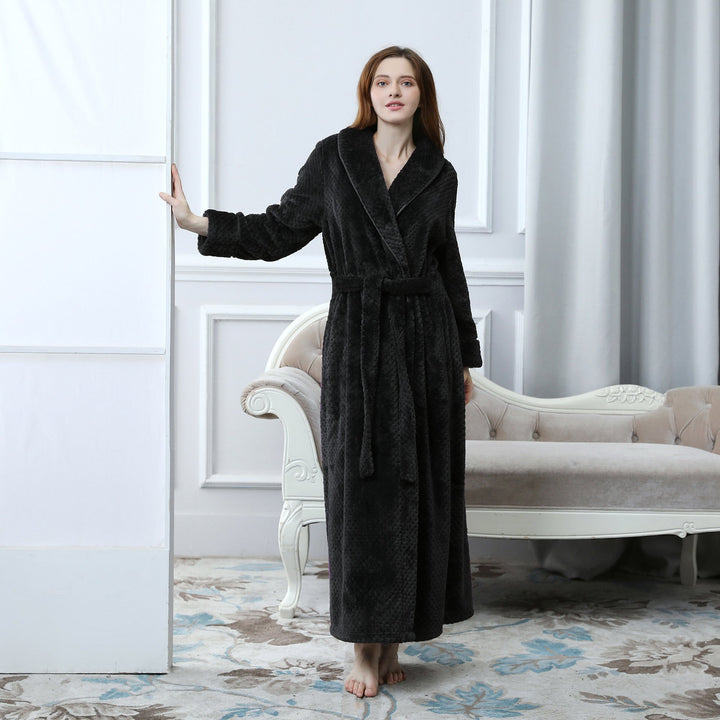 Women's Extra Warm Flannel Bathrobe – Long Design with Front Zipper Closure 7