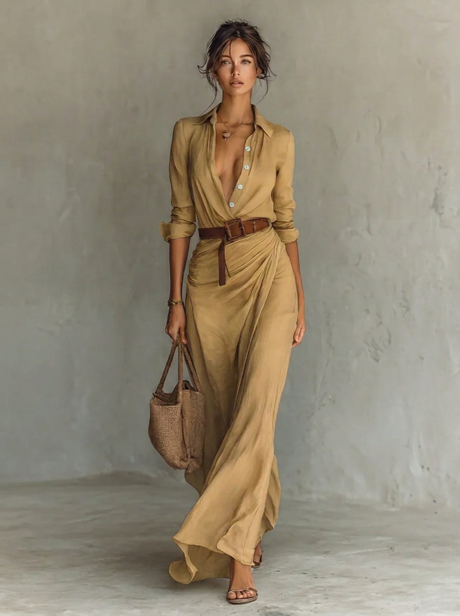 Womens_Flattering_Maxi_Dress_Lace_Collar_with_Soft_Drape_1