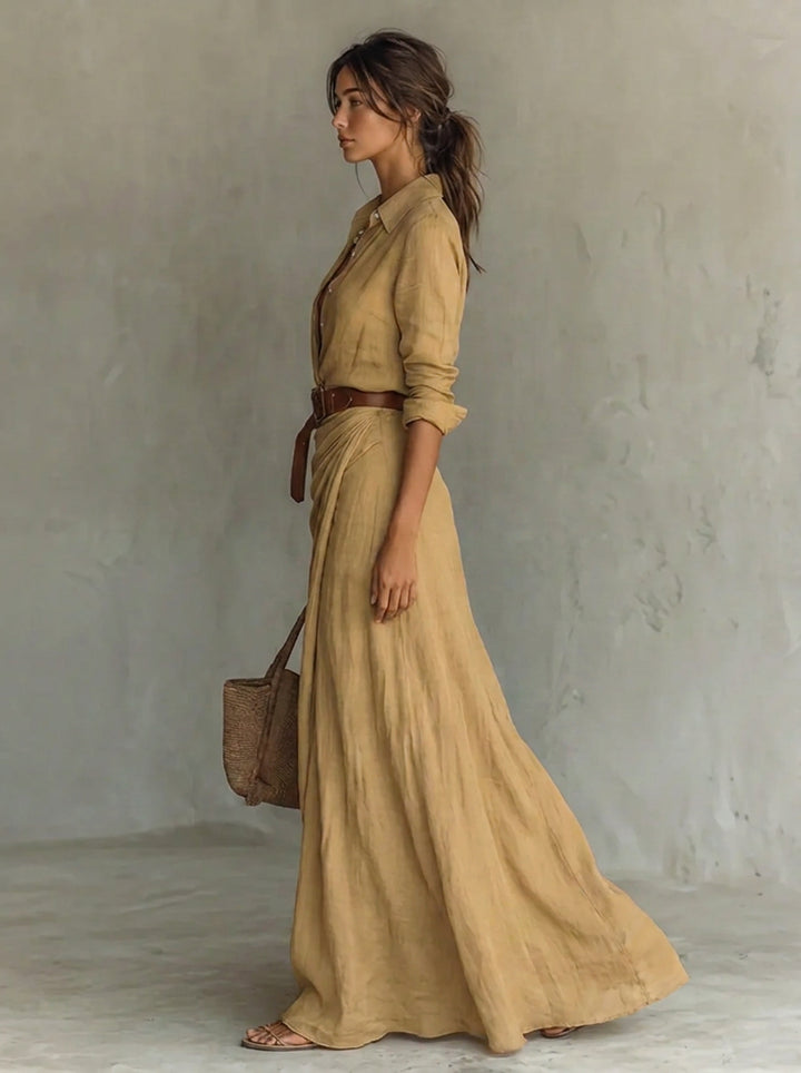 Womens_Flattering_Maxi_Dress_Lace_Collar_with_Soft_Drape_2
