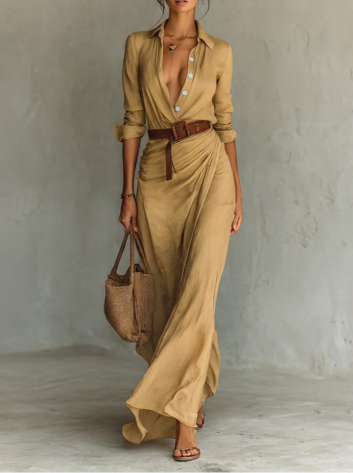 Womens_Flattering_Maxi_Dress_Lace_Collar_with_Soft_Drape_3