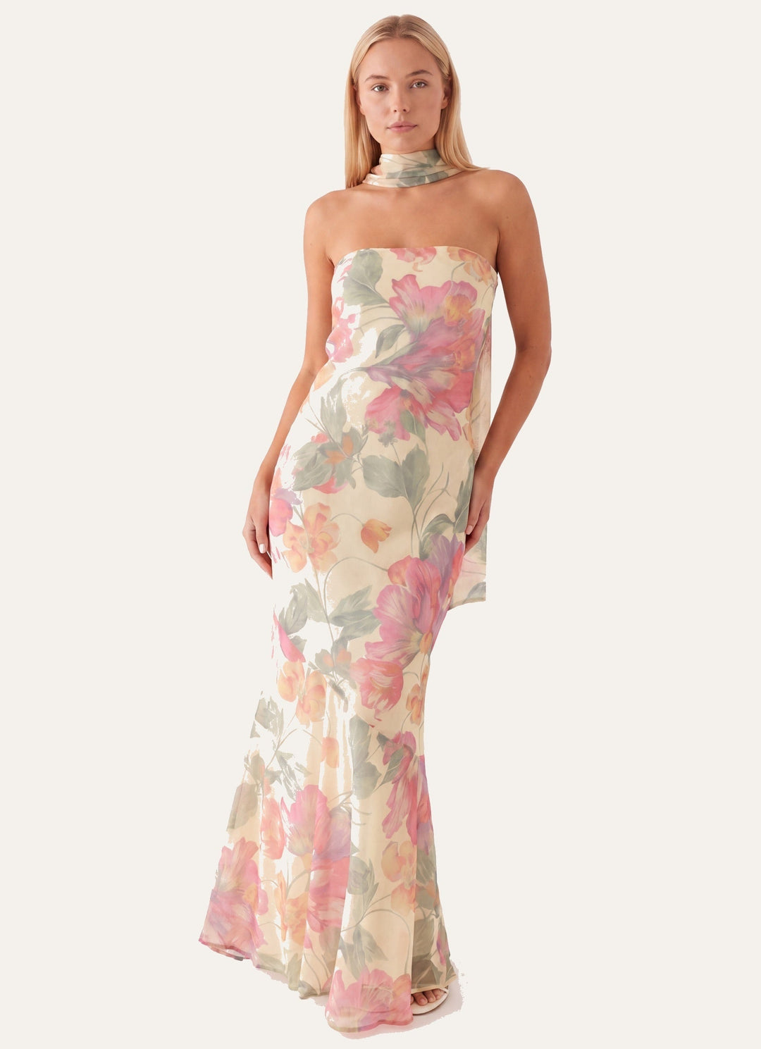 Womens_Floral_Bodycon_Maxi_Dress_Strapless_with_Choker_1