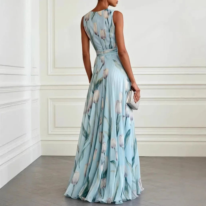 Womens_Floral_Chiffon_Maxi_Dress_With_Deep_V_Neck_3