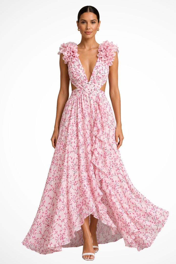 Womens_Floral_Maxi_Dress_Wedding_Guest_V_Neck_with_Ruffles_1