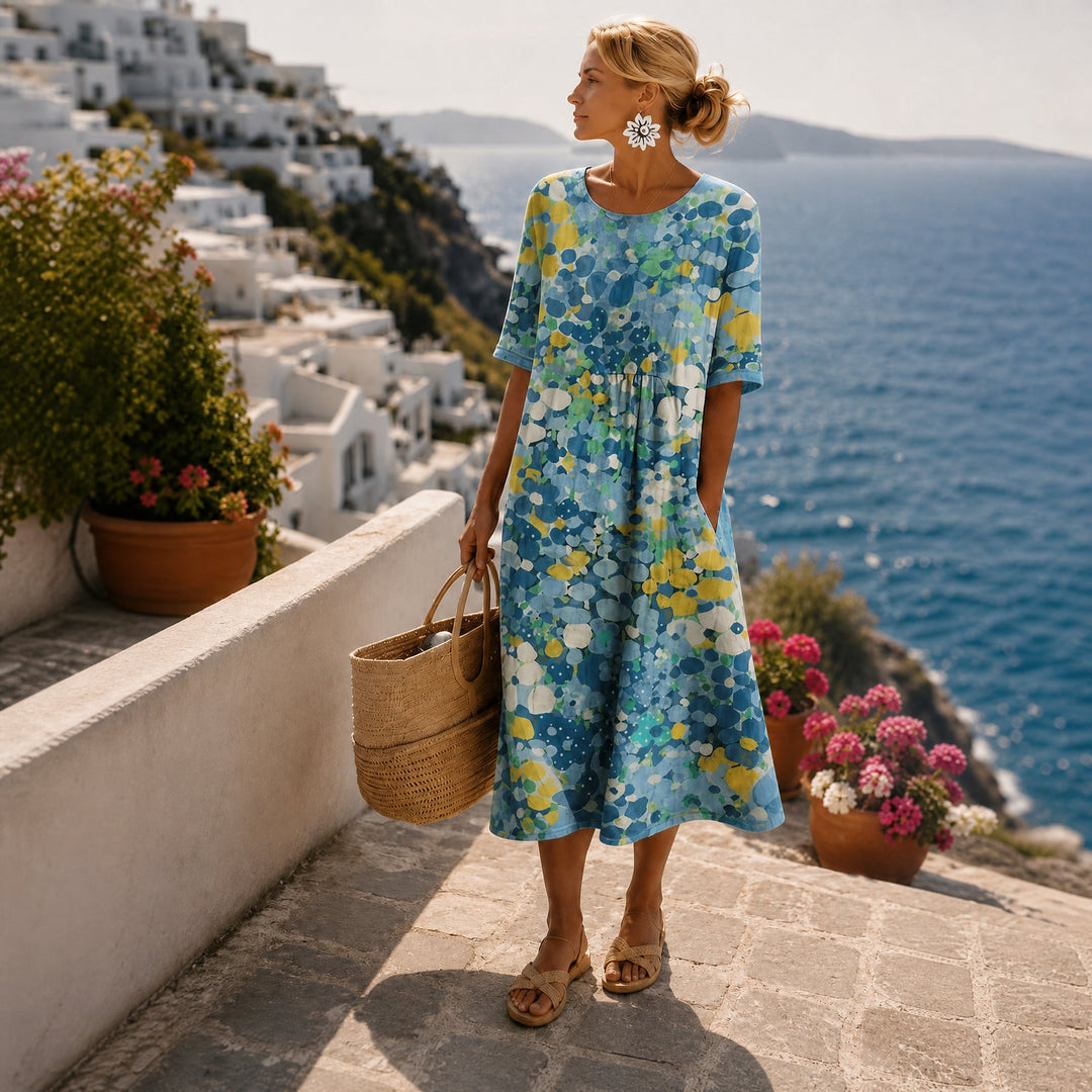 Womens_Floral_Midi_Summer_Dress_A_Line_with_Side_Pockets_3