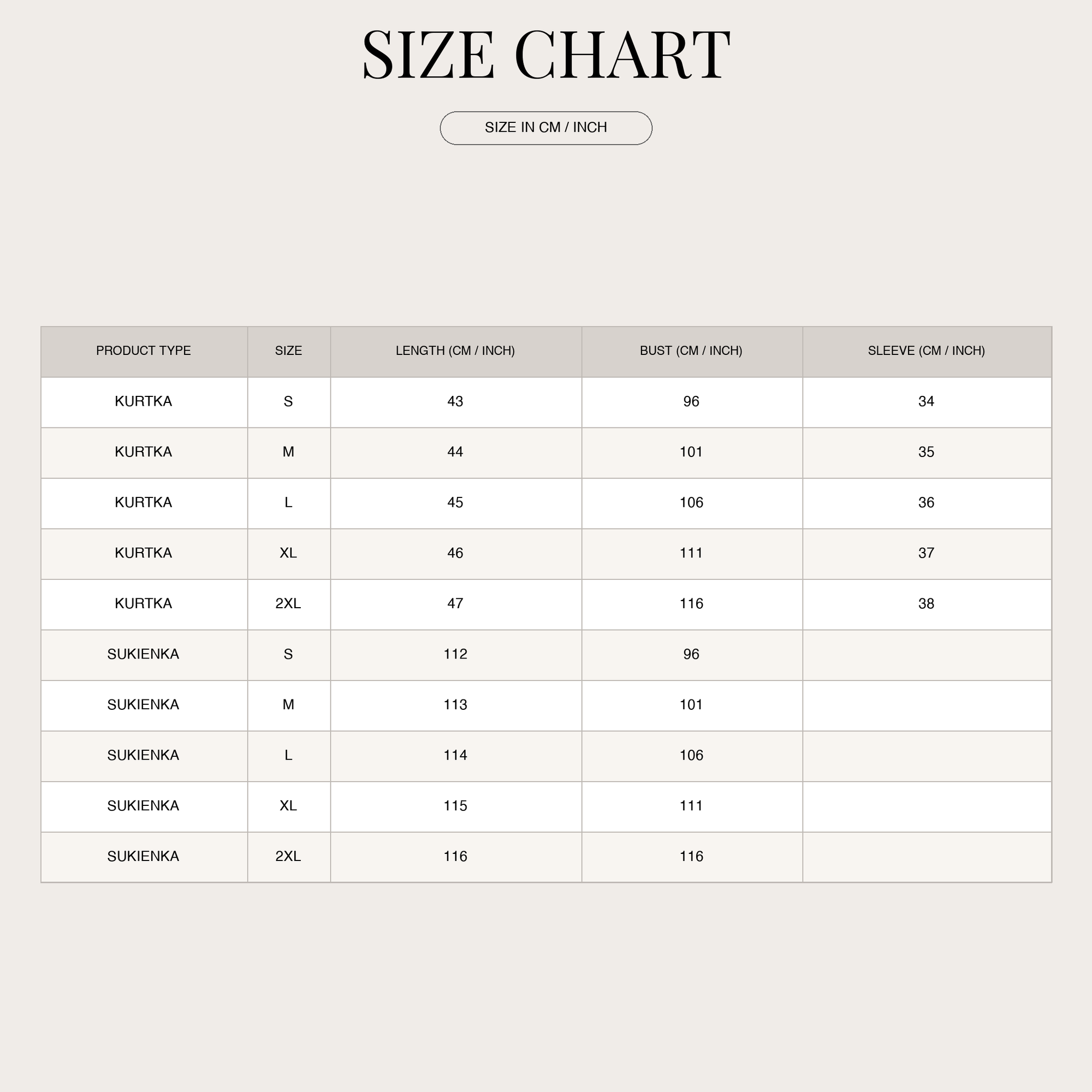 Size Chart