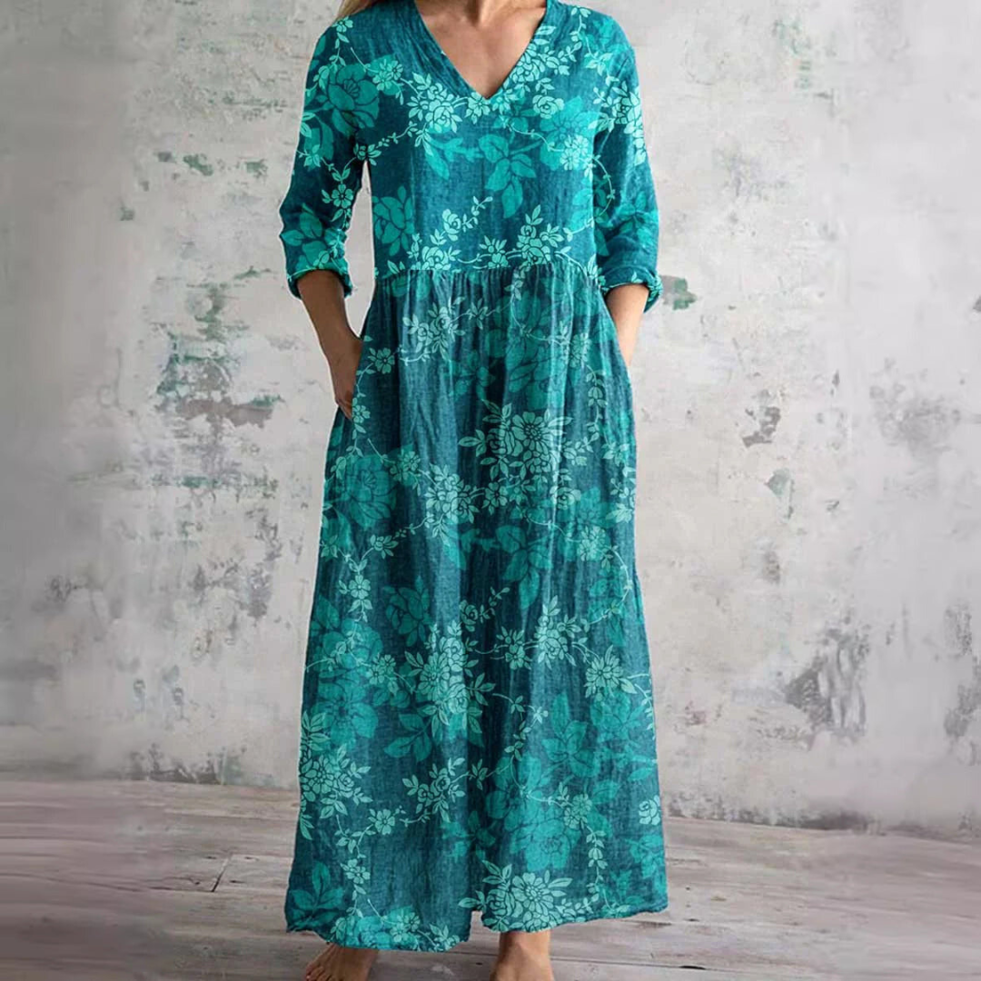 Womens_Floral_Summer_Dress_V_Neck_with_Long_Sleeves_10
