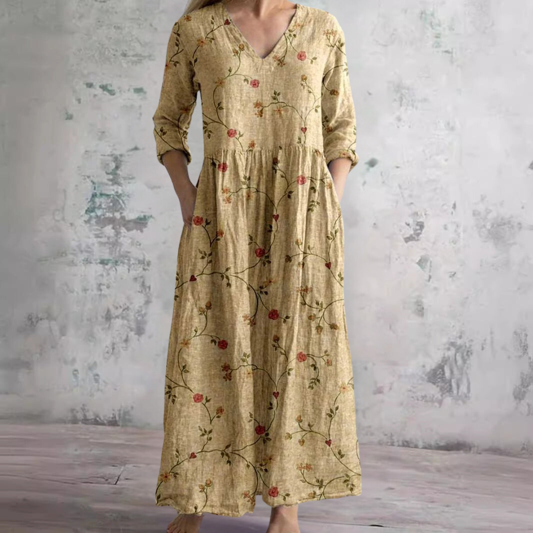 Womens_Floral_Summer_Dress_V_Neck_with_Long_Sleeves_5