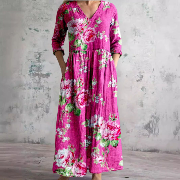 Womens_Floral_Summer_Dress_V_Neck_with_Long_Sleeves_6