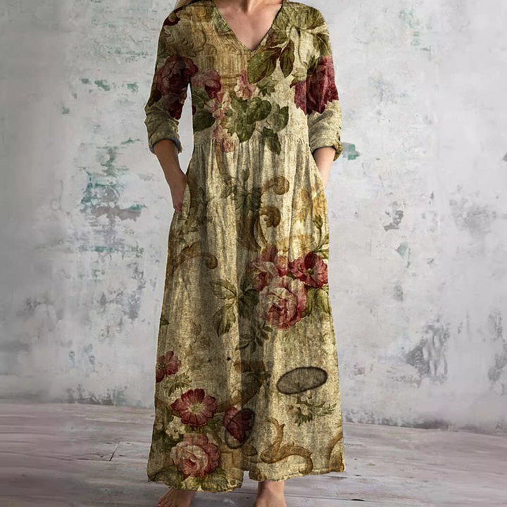 Womens_Floral_Summer_Dress_V_Neck_with_Long_Sleeves_8