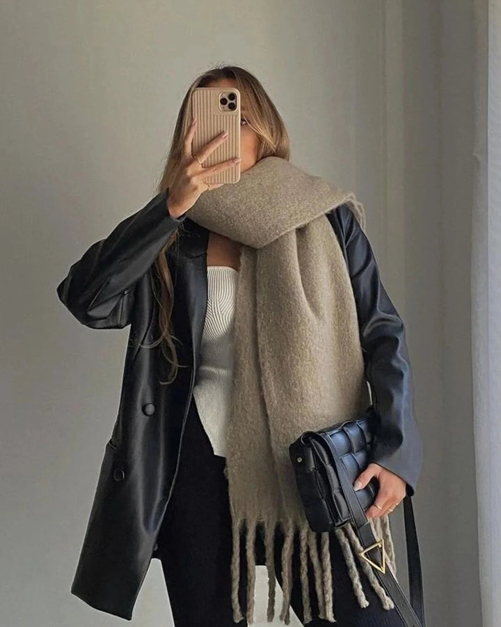 Women's Fringe Winter Scarf – Large and Warm 16