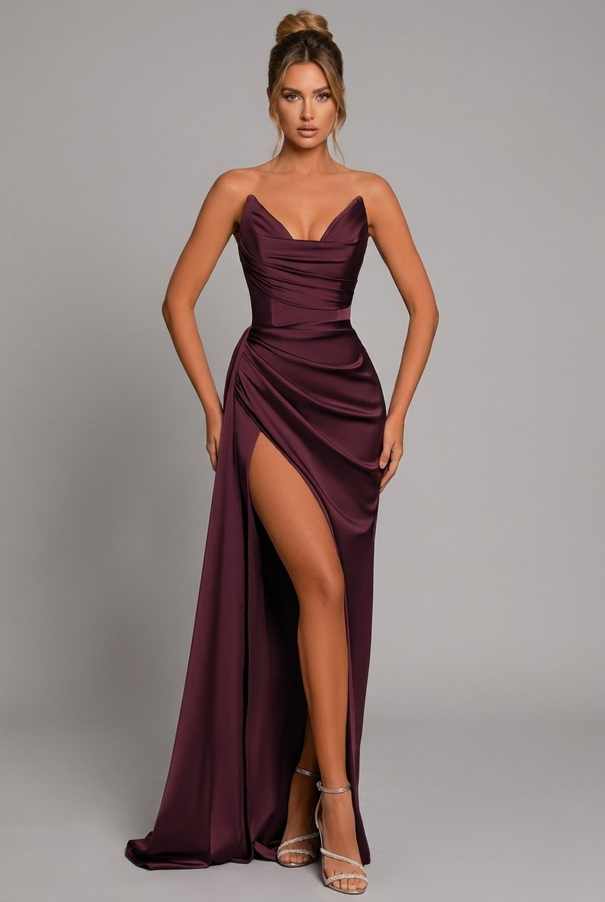 Womens_Glamorous_Dress_Strapless_with_Sweetheart_and_High_Slit_1