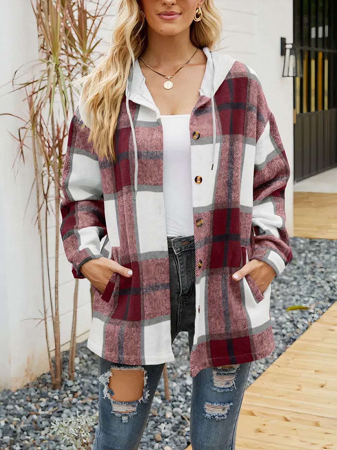 Womens_Hooded_Shirt_Jacket_Plaid_Design_Contrast_Hood_1