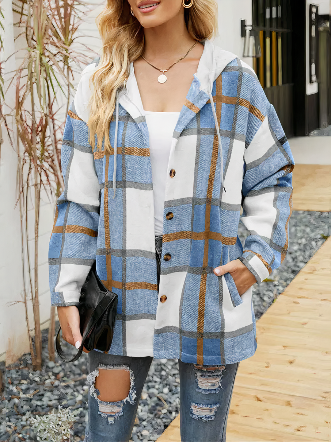 Womens_Hooded_Shirt_Jacket_Plaid_Design_Contrast_Hood_3
