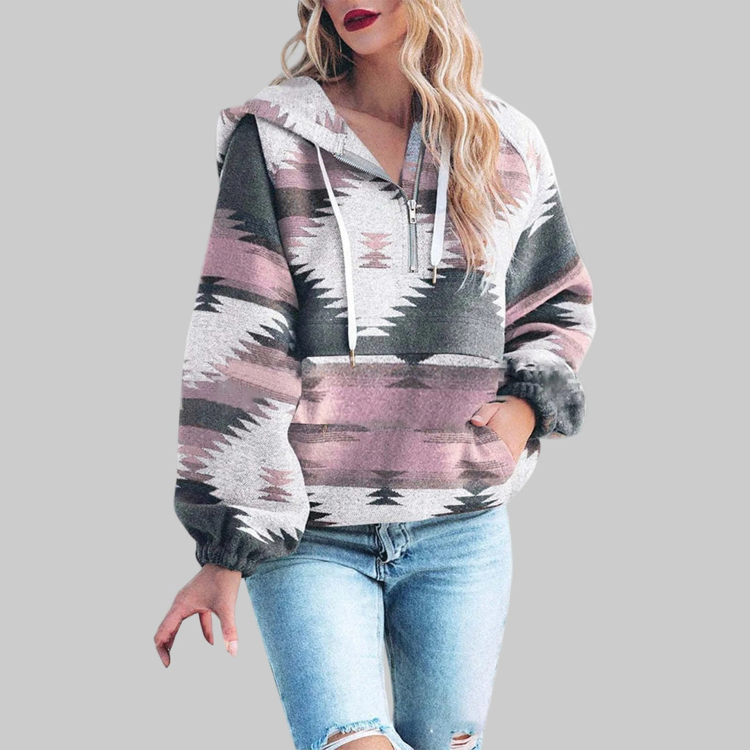 Womens_Hoodie_Ethnic_Pattern_and_Half_Zip_Collar_2