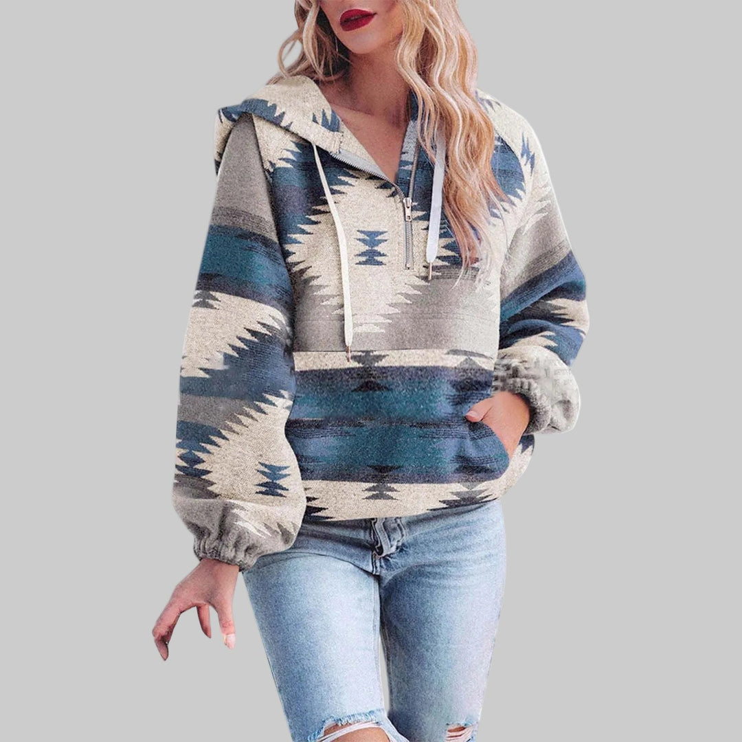 Womens_Hoodie_Ethnic_Pattern_and_Half_Zip_Collar_3