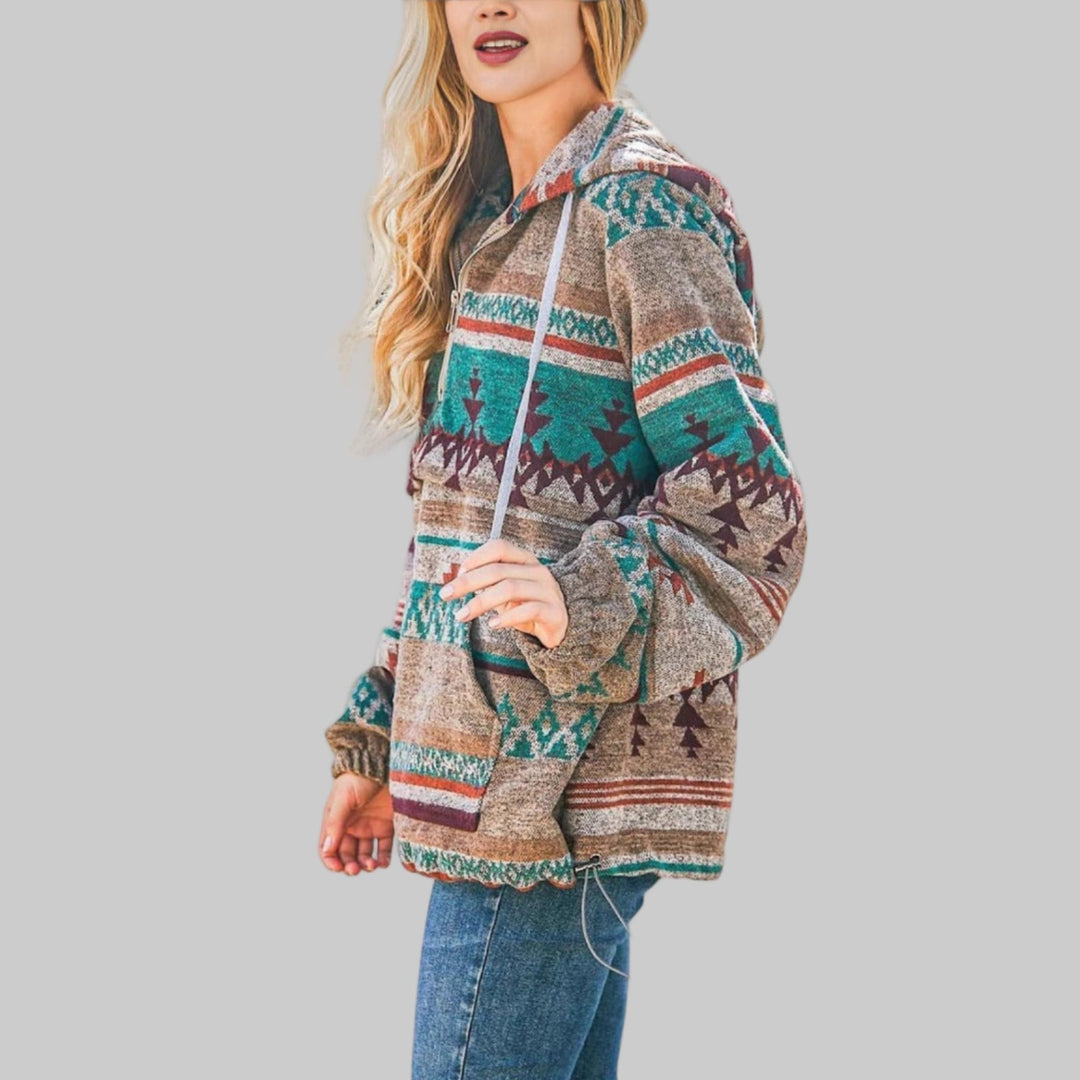 Womens_Hoodie_Ethnic_Pattern_and_Half_Zip_Collar_4