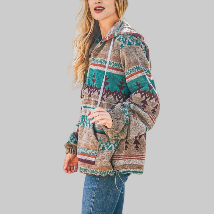 Womens_Hoodie_Ethnic_Pattern_and_Half_Zip_Collar_4