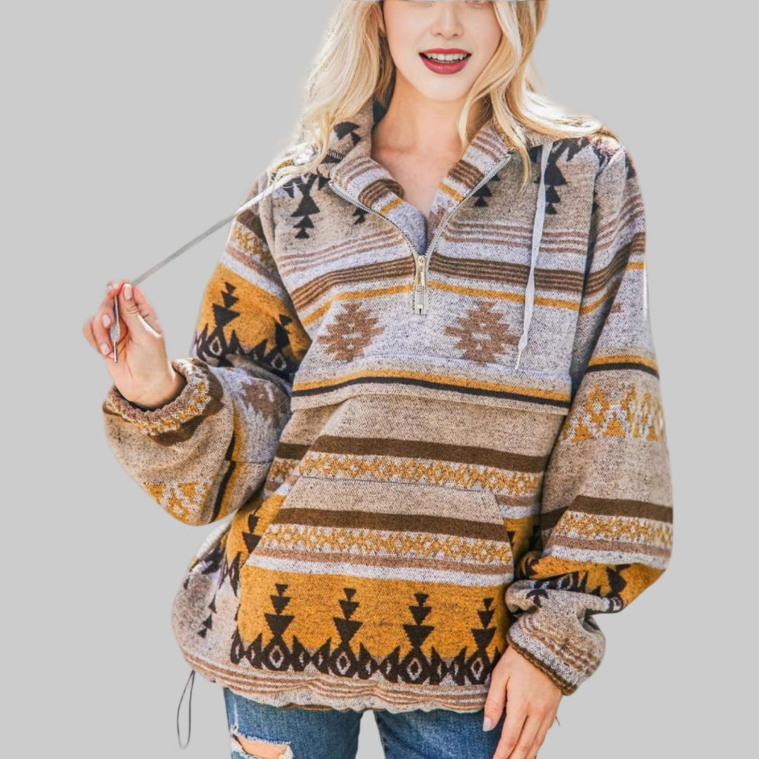 Womens_Hoodie_Ethnic_Pattern_and_Half_Zip_Collar_5