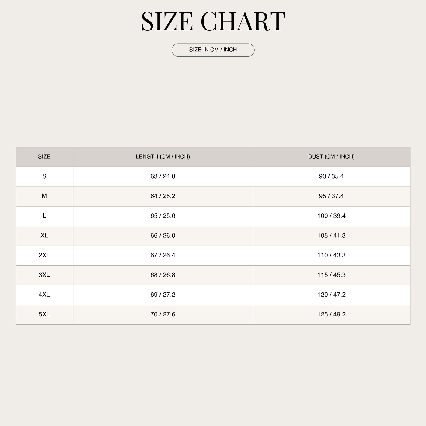 Women's Knit Turtleneck Pullover – Light High Collar Longline Fit size chart
