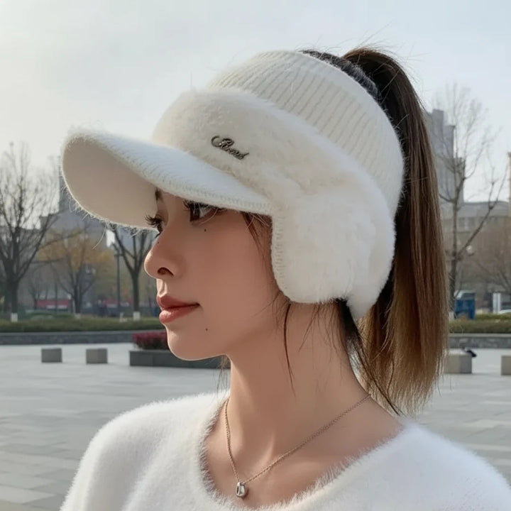 Women's Knitted Hat – With Ear Protection and Practical Ponytail Opening for Long Hair 2